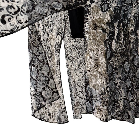 Alice Olivia Athena Burnout Velvet Snake Print Slit Flowy Silk Midi Skirt 2 - Picture 5 of 8